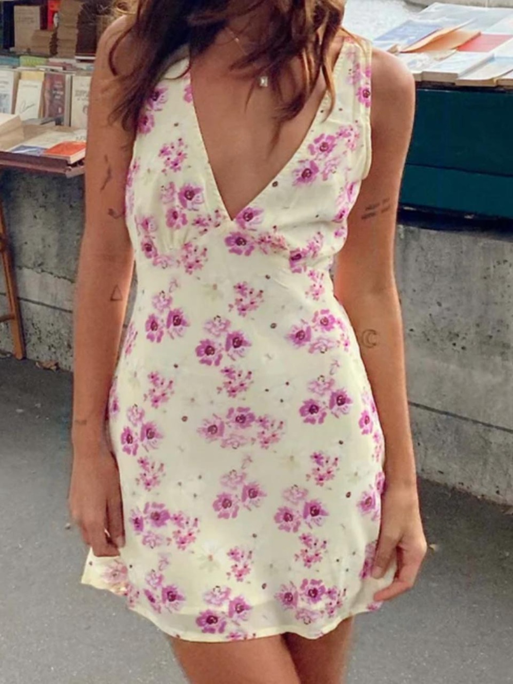 Princess Polly Yellow Floral Slip Dress with Pink Flowers